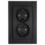 Kopp HK07 - Wandcontactdoos 2-voudig geaard met shutter mat-zwart 940250006