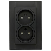 Kopp HK07 - Wandcontactdoos 2-voudig ongeaard met shutter mat-zwart 950050007
